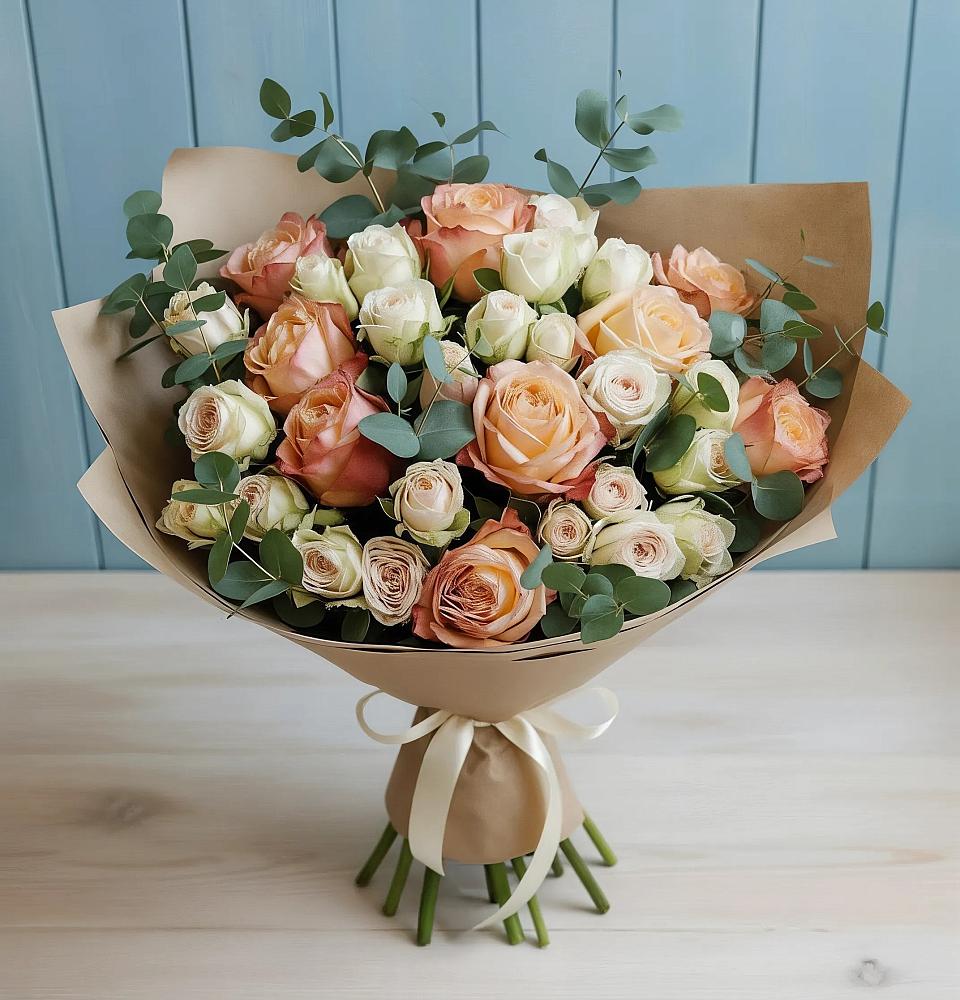 Букет цветов из: Альстромерии и Розы в Зверево