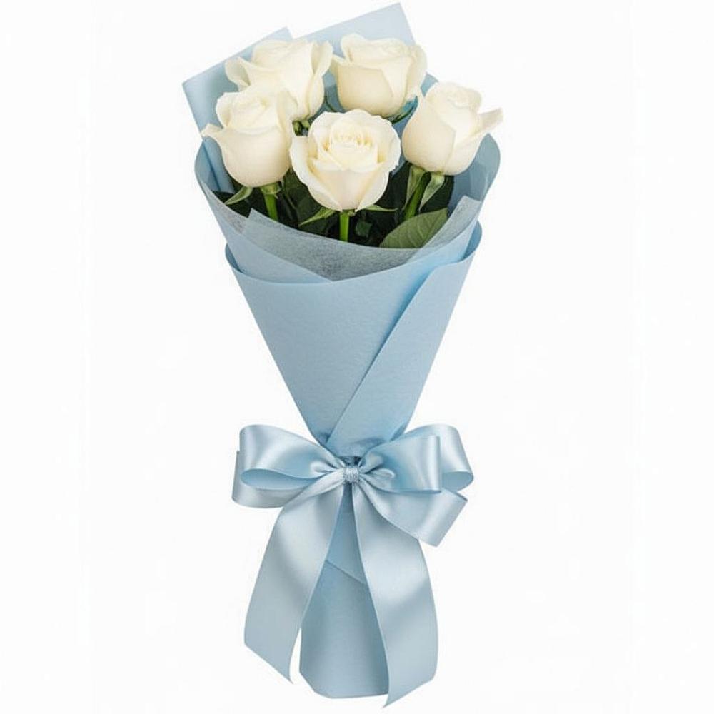 Букет 5 Белых роз Проуд в Зверево