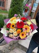 Букет цветов из:  Герберы, Ромашки, Хризантемы, Розы и Подсолнухи #REPLACE_PRED# Зверево