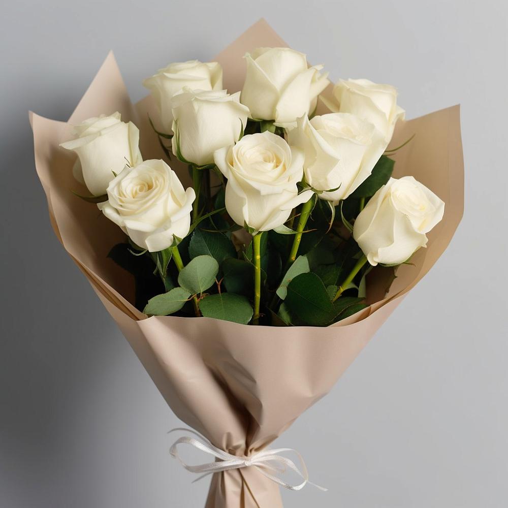 Букет 9 Белых роз Эдлесс Лав в Зверево