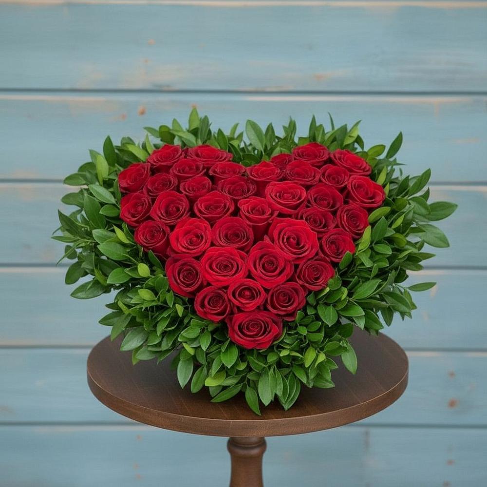 Цветочная композиция из Розы в виде сердца в Зверево