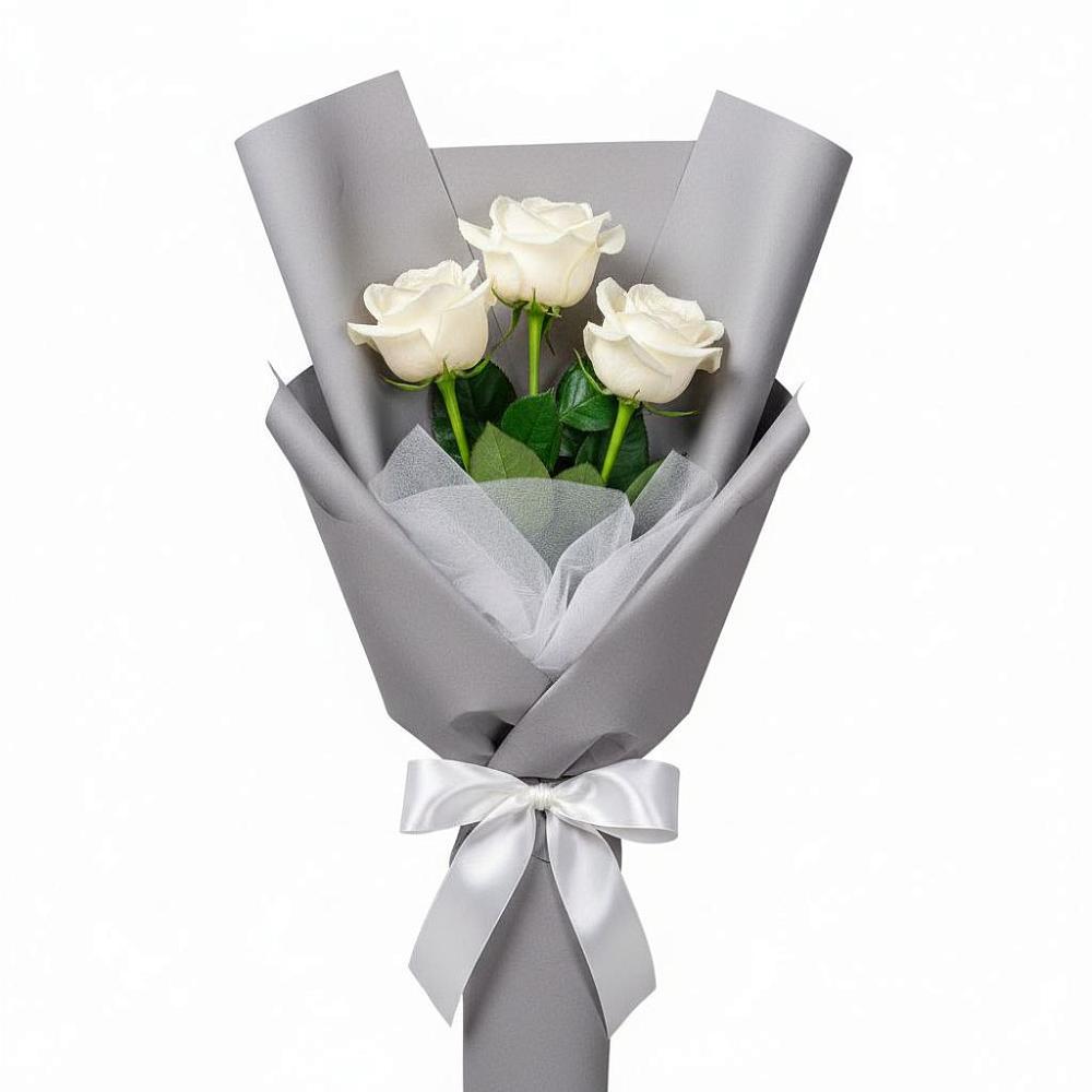 Букет 3 белые розы в Зверево