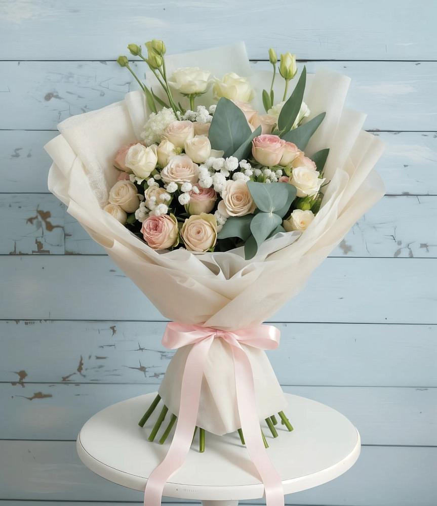 Букет цветов из: Розы и Лизиантусы в Зверево