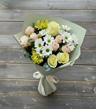 Букет цветов из:  Альстромерии, Розы и Хризантемы в Зверево