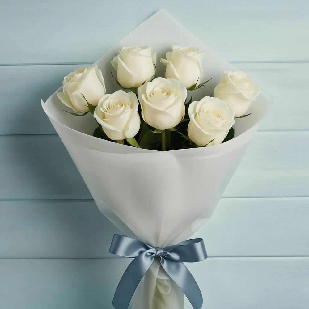 Букет 7 Белых роз Эдлесс Лав в Зверево