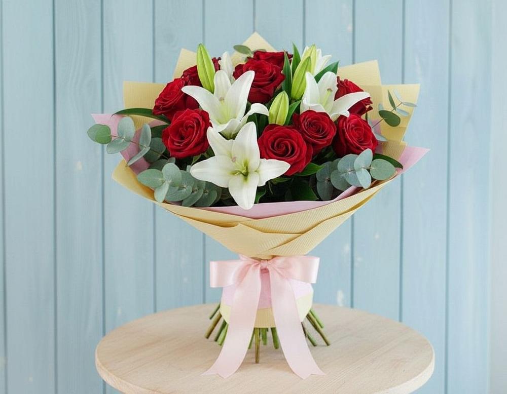 Букет цветов из: Лилии и Розы в Зверево